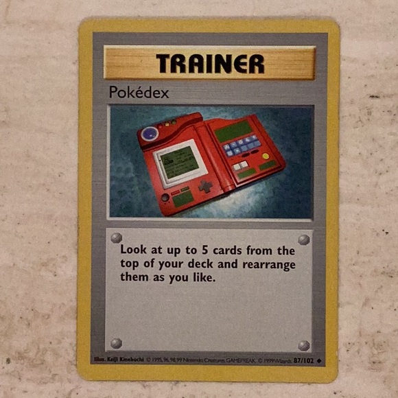 Pokemon Pokedex Trainer 1999 Shadowless Card 87/102 Base Set - Picture 1 of 5